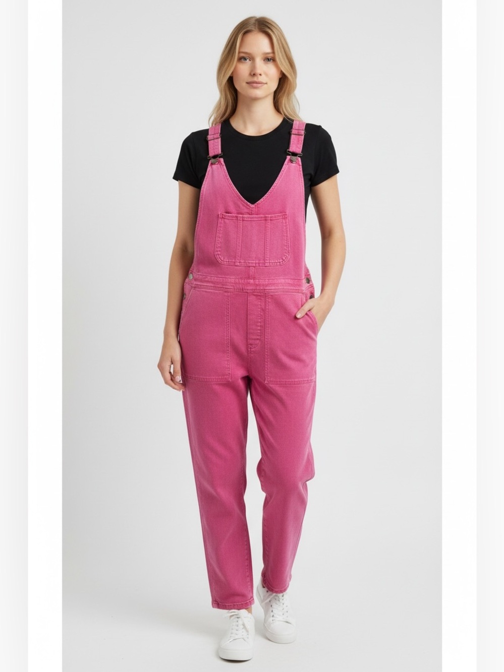 Zenana Outfitters Magenta Pink Women's Utility Overalls